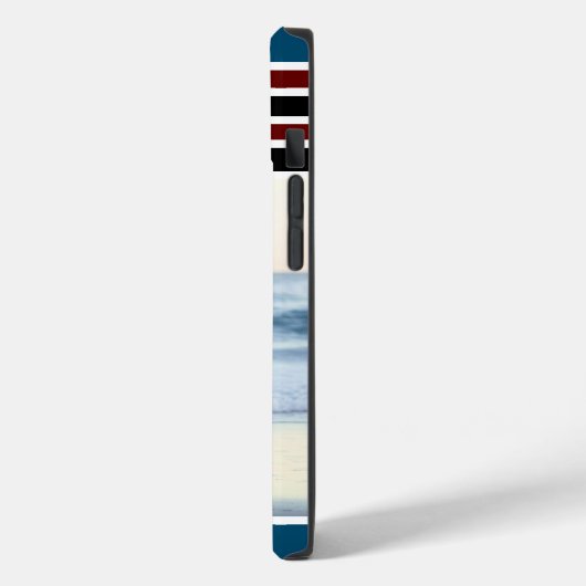 Stylisches, blaues Streifen Monogram Custom Foto Case-Mate iPhone Hülle (Rückseite / Links)