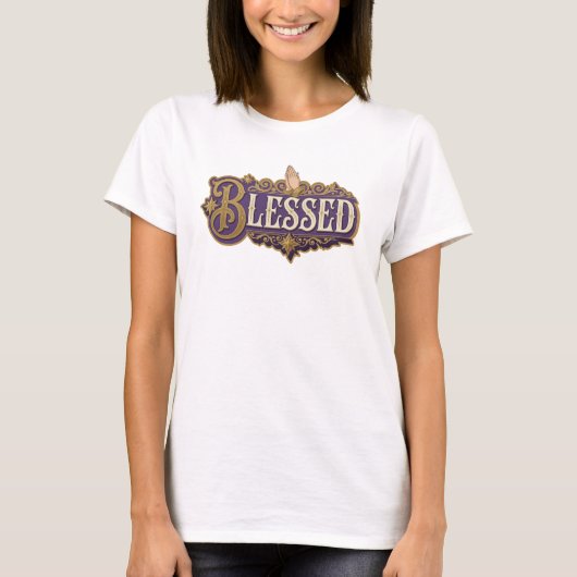 Stylisches BLESSED 2D Statement Design T-Shirt (Vorderseite)