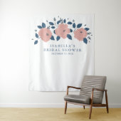 Stylisches Blue Garden Blume Custom Brautparty Wandteppich (Beispiel)