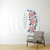 Stylisches Blue Garden Blume Custom Brautparty Wandteppich (Beispiel (Horizontal))