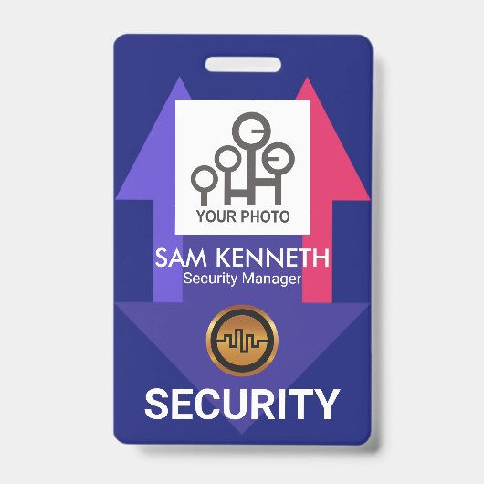 Stylisches Blue Red Arrows Security Foto Template Ausweis (Vorderseite)