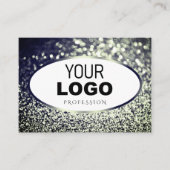 Stylisches Blue Silver Sparkle Glitzer White Add L Visitenkarte (Vorderseite)