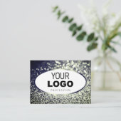 Stylisches Blue Silver Sparkle Glitzer White Add L Visitenkarte (Stehend Vorderseite)