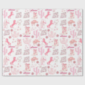 stylisches boho lustig pink cowgirl Western Muster Geschenkpapier (Flach)