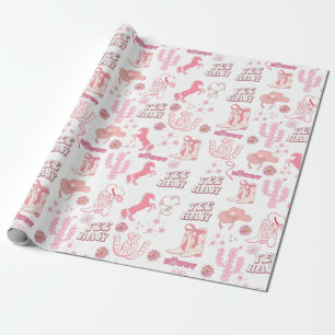 stylisches boho lustig pink cowgirl Western Muster Geschenkpapier
