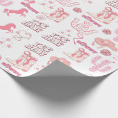 stylisches boho lustig pink cowgirl Western Muster Geschenkpapier (Ecke)
