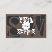 Stylisches Braun-Grau-Weiß mit Foto-Logo Monogram Visitenkarte (Vorderseite)
