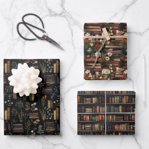 Stylisches Buch Lover - Dark Academia Geschenkpapier Set