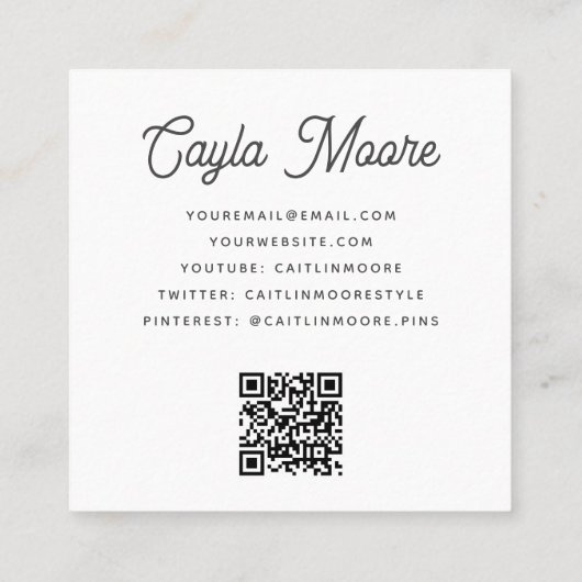 Stylisches Checkered Social Media oder Abschluss F Quadratische Visitenkarte (Rückseite)