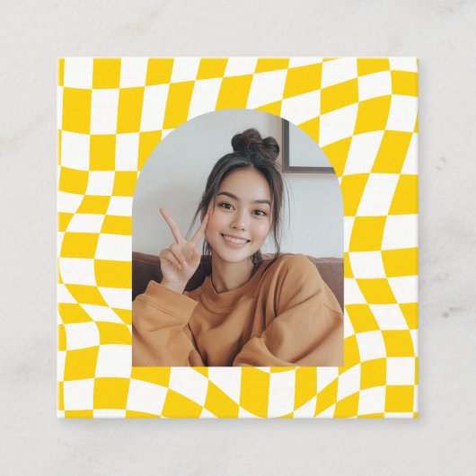 Stylisches Checkered Social Media oder Abschluss F Quadratische Visitenkarte (Vorderseite)