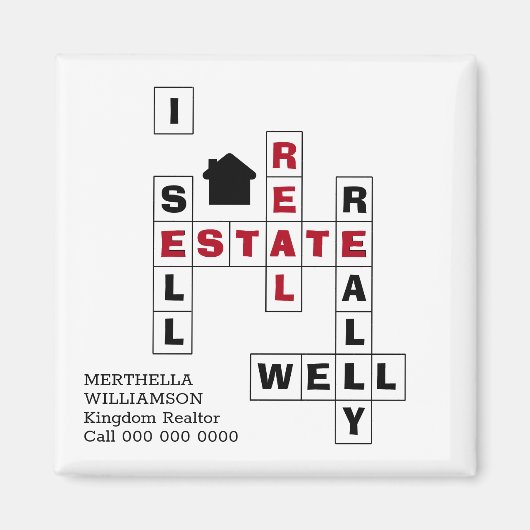 Stylisches Crossword I SELL REAL ANWESEN Magnet (Vorne)