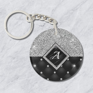 Stylisches falsches Kristall-Silber-Diamant-Monogr Schlüsselanhänger
