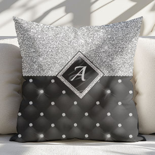 Stylisches falsches Kristall-Silber-schwarzes Diam Kissen