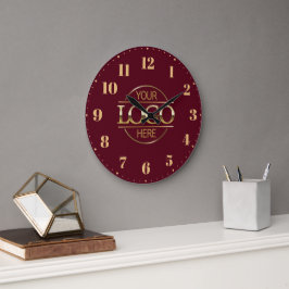 Stylisches Firmenlogo der Marke Burgundy Red Große Wanduhr