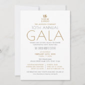 Stylisches Gala Custom Event Logo Foto White Gold Einladung (Vorderseite)