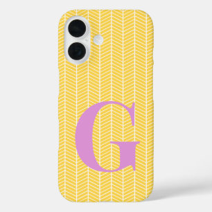 Stylisches Gelbkraut Zickzack ZigZag Monogramm iPhone 16 Hülle