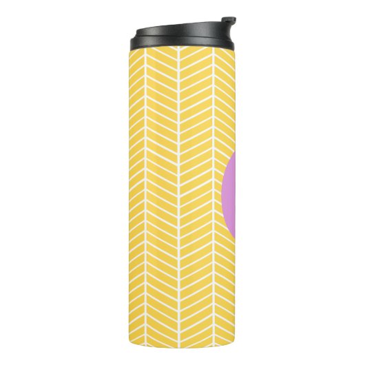 Stylisches Gelbkraut Zickzack ZigZag Monogramm Thermosbecher (Nach links gedreht)