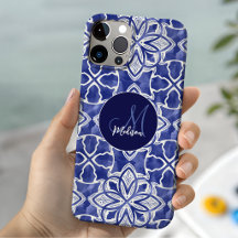 Stylisches, girly blau-graues initialisiertes Mono
