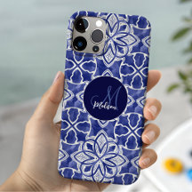 Stylisches, girly, blau-graues, monogrammiertes An
