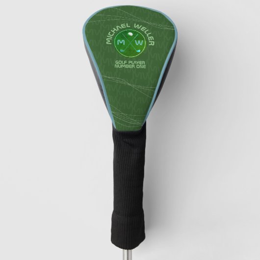 stylisches golfer Logo auf grün Golf Headcover (Vorderseite)