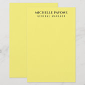 Stylisches hellgelbes einfaches professionelles De Briefpapier (Vorne/Hinten)