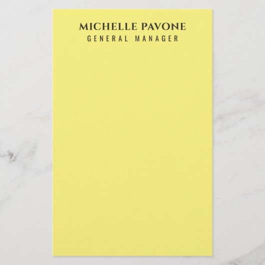 Stylisches hellgelbes einfaches professionelles De Briefpapier (Vorderseite)