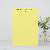 Stylisches hellgelbes einfaches professionelles De Briefpapier (Stehend Vorderseite)