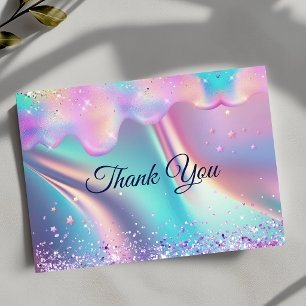Stylisches holografisches Einhorn tropft Glitter Dankeskarte