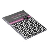 Stylisches Lady Schwarz-weiß Pattern Monogram Note Notizblock (Rechte Seite)
