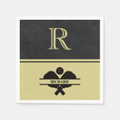 Stylisches Leder Texturierte Monogram Name Black G Serviette (Vorderseite)