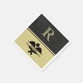 Stylisches Leder Texturierte Monogram Name Black G Serviette (Ecke)