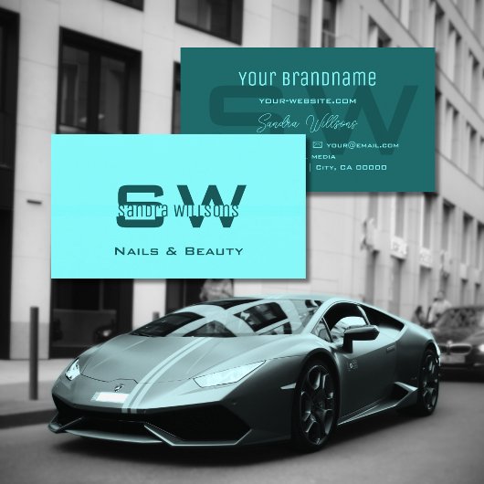 Stylisches Licht und Dunkel Aquamarin Einfach mit  Visitenkarte