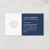 Stylisches Logo Minimalistisch Navy Blue White Visitenkarte (Vorderseite)