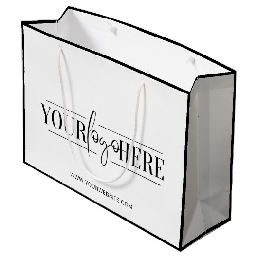 Stylisches Logo mit Minimalistischer Website Große Geschenktüte (Rückseite Schrägansicht)