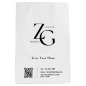 Stylisches Logo | QR Code Business White Mittlere Geschenktüte (Vorderseite)