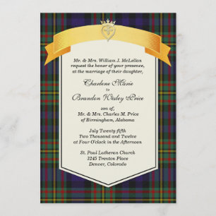 Stylisches MacLellan Tartan Kariert Custom Wedding Einladung