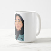 Stylisches Mädchen Illustration | Trendige Mode Kaffeetasse (VorderseiteRechts)