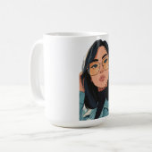 Stylisches Mädchen Illustration | Trendige Mode Kaffeetasse (Vorderseite Links)