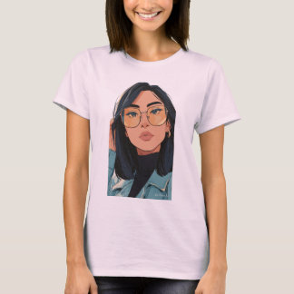 Stylisches Mädchen Illustration | Trendige Mode T-Shirt