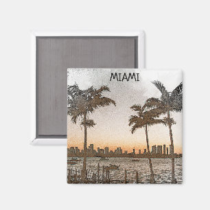 Stylisches Miami Florida Vintage Stadtbild Magnet