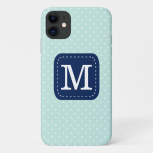 Stylisches Mint Polka Dot Muster Custom Monogram Case-Mate iPhone Hülle