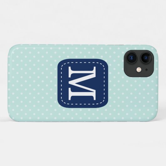 Stylisches Mint Polka Dot Muster Custom Monogram Case-Mate iPhone Hülle (Rückseite (Horizontal))