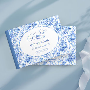 Stylisches Navy-Toile-Rosen-Hochzeitsdusche-Gästeb Gästebuch