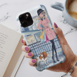 Stylisches New York Mode Mädchen in Pink und Blau  iPhone 13 Hülle