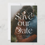 Stylisches Overlay Typografy Foto Save the Date (Vorderseite)