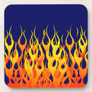 Stylisches Racing Flames Feuer auf Navy Blue Getränkeuntersetzer