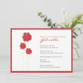 Stylisches Red Blume Brautparty Einladung (Stehend Vorderseite)