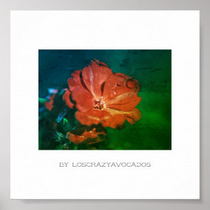 Stylisches Red Green Geranium Blume Poster