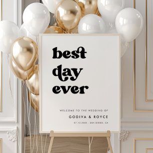 Stylisches Retro-Best-Day-Ever-Hochzeitswillkommen Poster