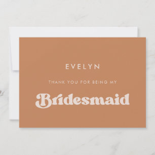 Stylisches Retro Brown Bridesmaid danke Ihnen Text Einladung
